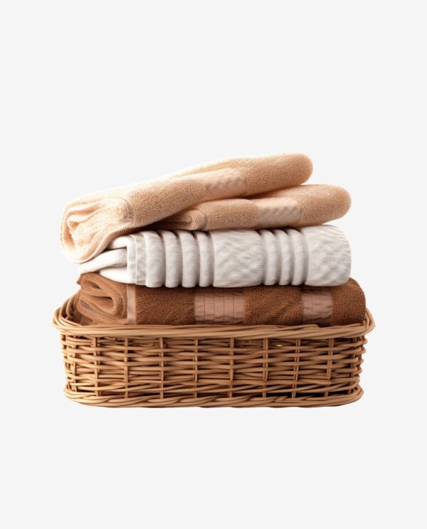 Wicker Basket with Folded Towels