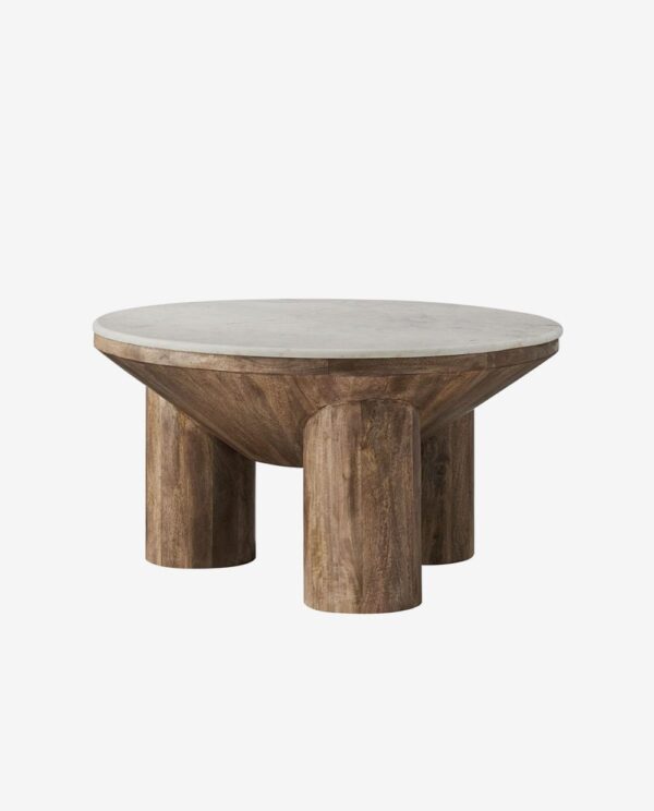 Round Coffee Table with Wooden Base