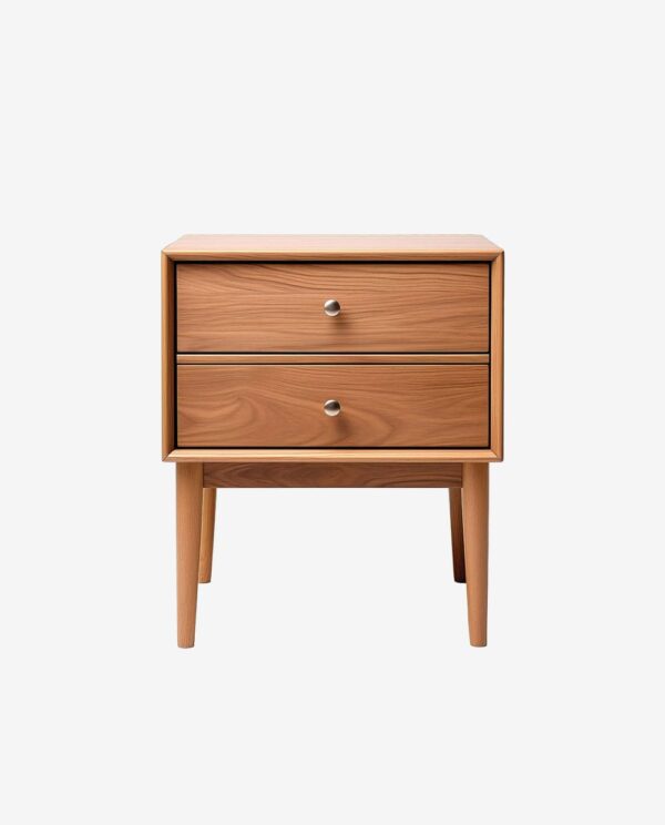 Second image of Minimalist Wooden Nightstand with Drawers