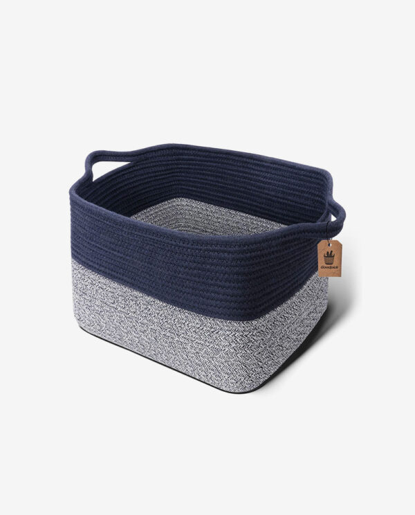 Second image of Navy Woven Storage Basket with Handles