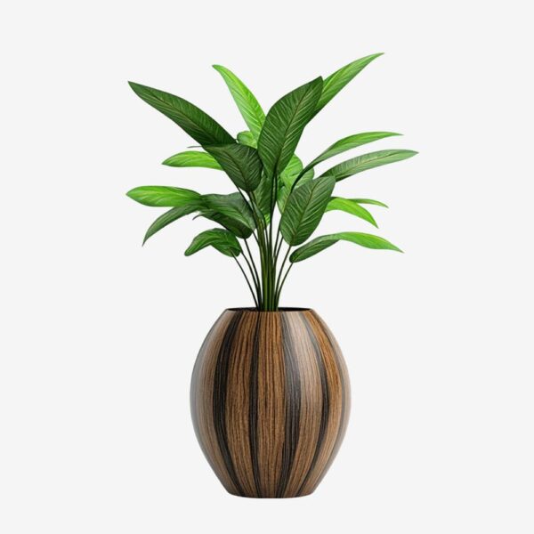 Elegant Wooden Planter with Stripes