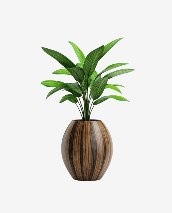 Elegant Wooden Planter with Stripes