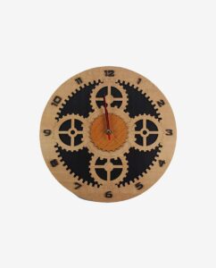 Vintage Wooden Gear Wall Clock