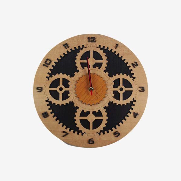 Vintage Wooden Gear Wall Clock