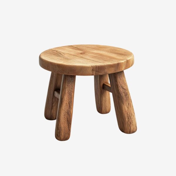 Rustic Wooden Stool with Three Legs