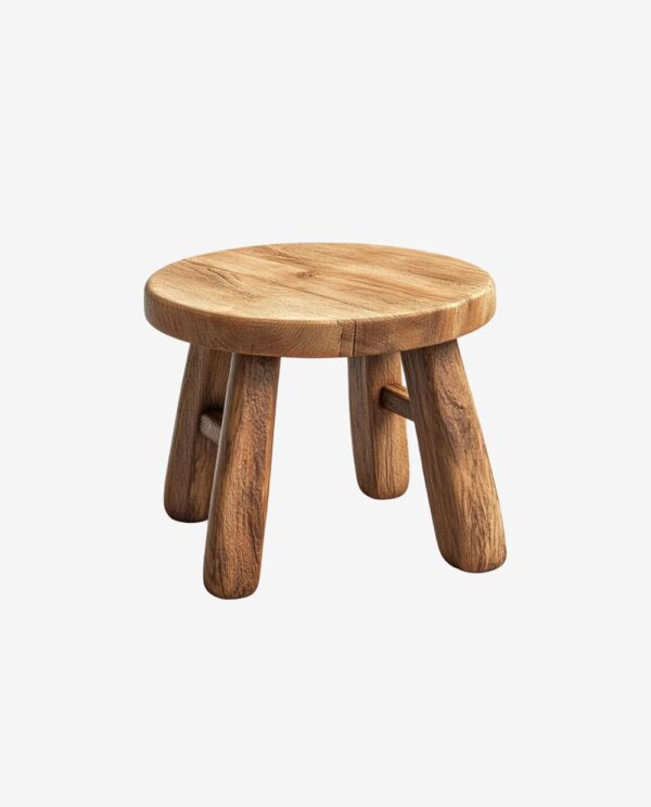 Rustic Wooden Stool with Three Legs