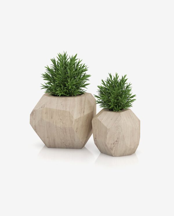 Geometric Wooden Plant Pots Set