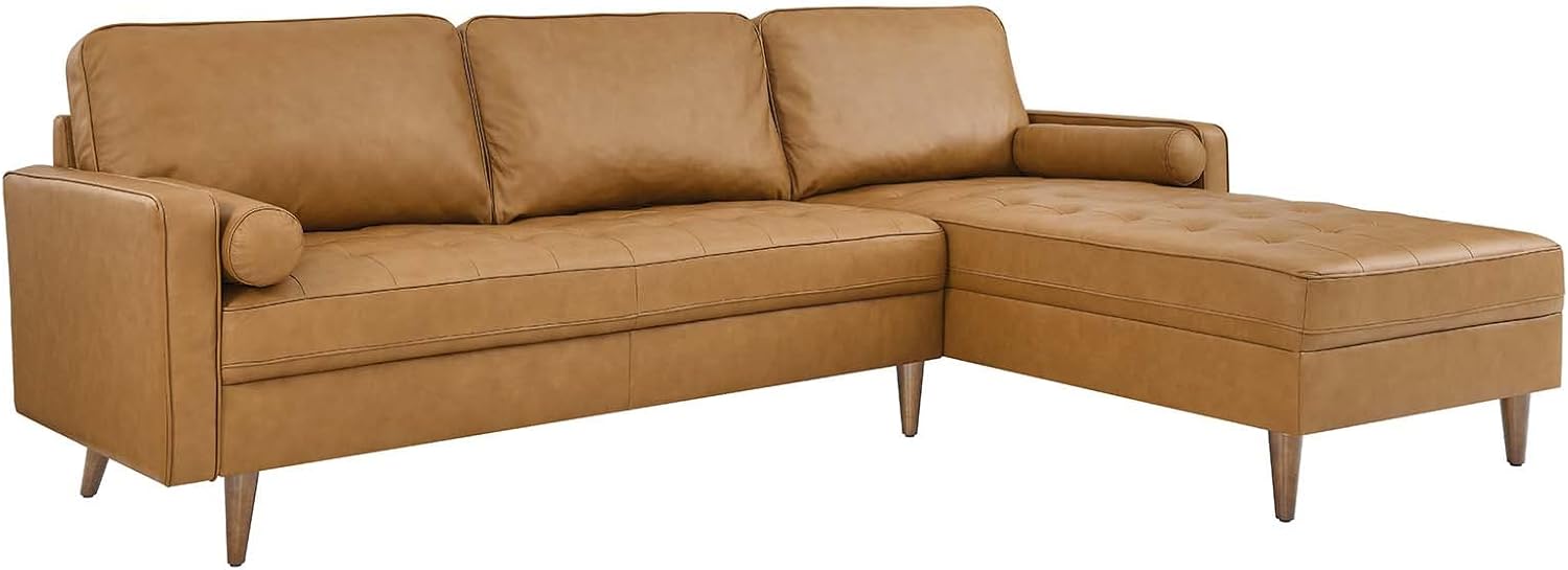 Second image of Modway Valour 98″ Leather Sectional Sofa — Mid-Century Modern Style